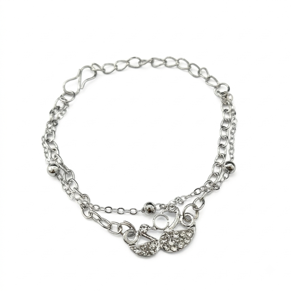 The99Jewel Graceful Silver Plated Austrian Stone Adjustable Bracelet with Hamsa Shape Charm