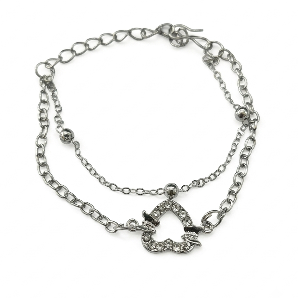 The99Jewel Graceful Silver Plated Austrian Stone Adjustable Bracelet with Heart Shape Charm