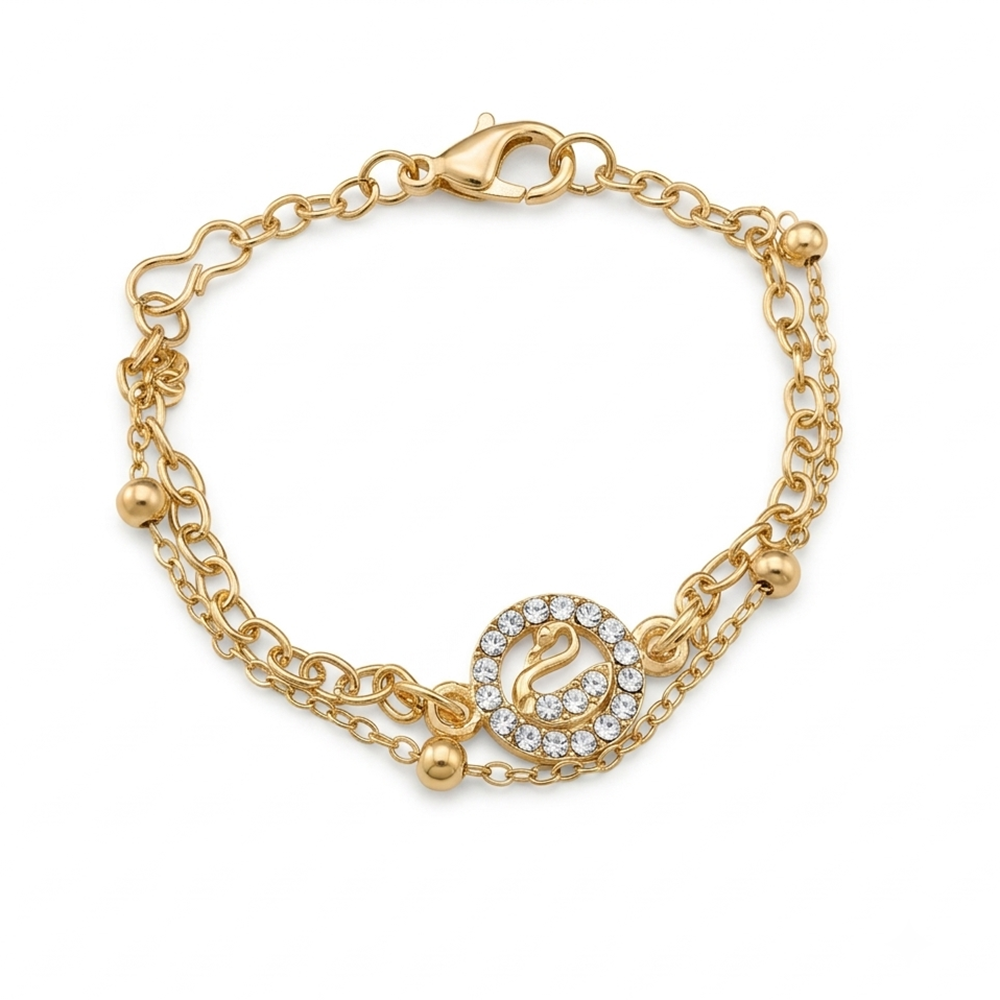The99Jewel Graceful Silver Plated Austrian Stone Adjustable Bracelet with Swan Shape Charm