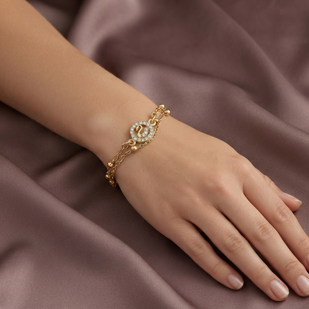 The99Jewel Graceful Silver Plated Austrian Stone Adjustable Bracelet with Swan Shape Charm