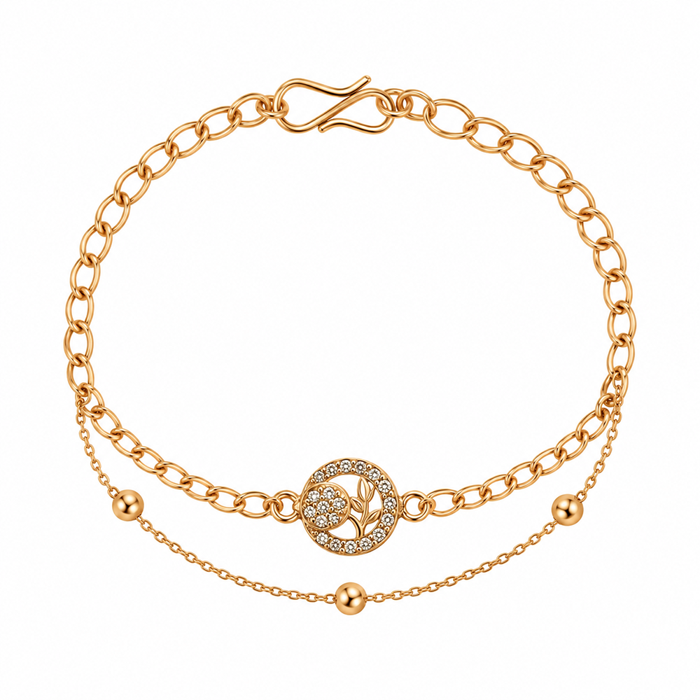 The99Jewel Rose Gold Plated Austrian Stone Charm Adjustable Chain Bracelet