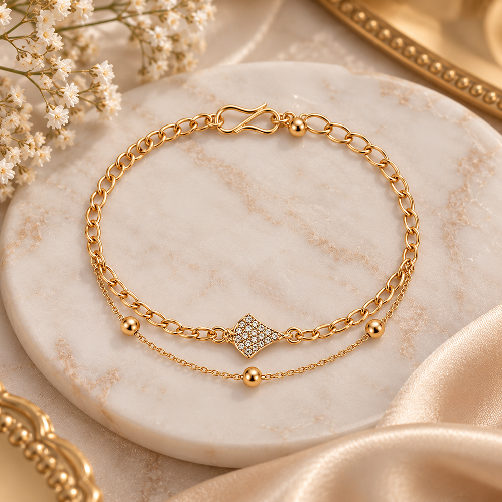 The99Jewel Rose Gold Plated Austrian Stone Charm Adjustable Chain Bracelet