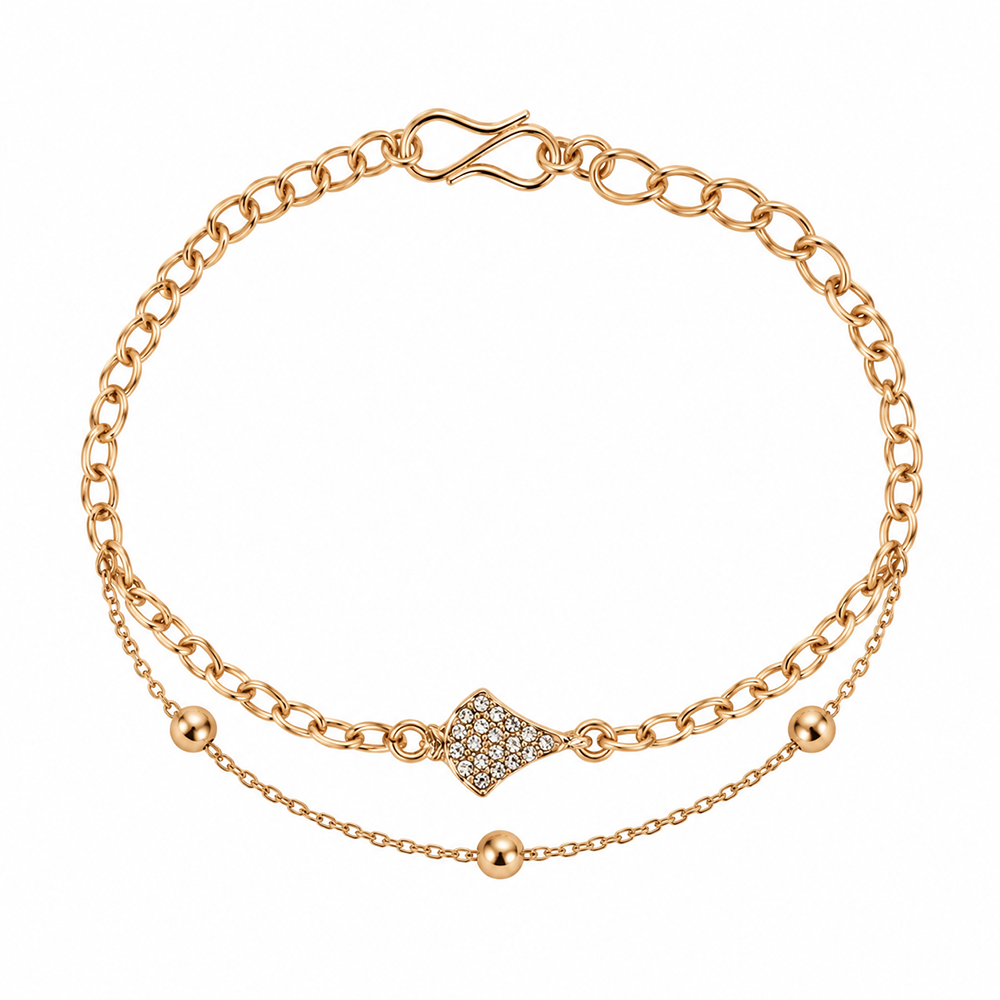 The99Jewel Rose Gold Plated Austrian Stone Charm Adjustable Chain Bracelet