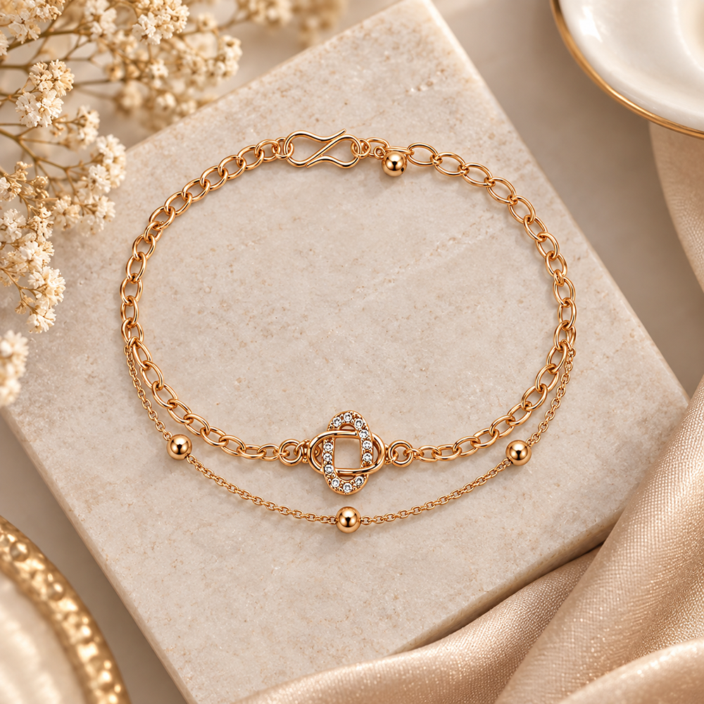 The99Jewel Rose Gold Plated Austrian Stone Charm Adjustable Chain Bracelet