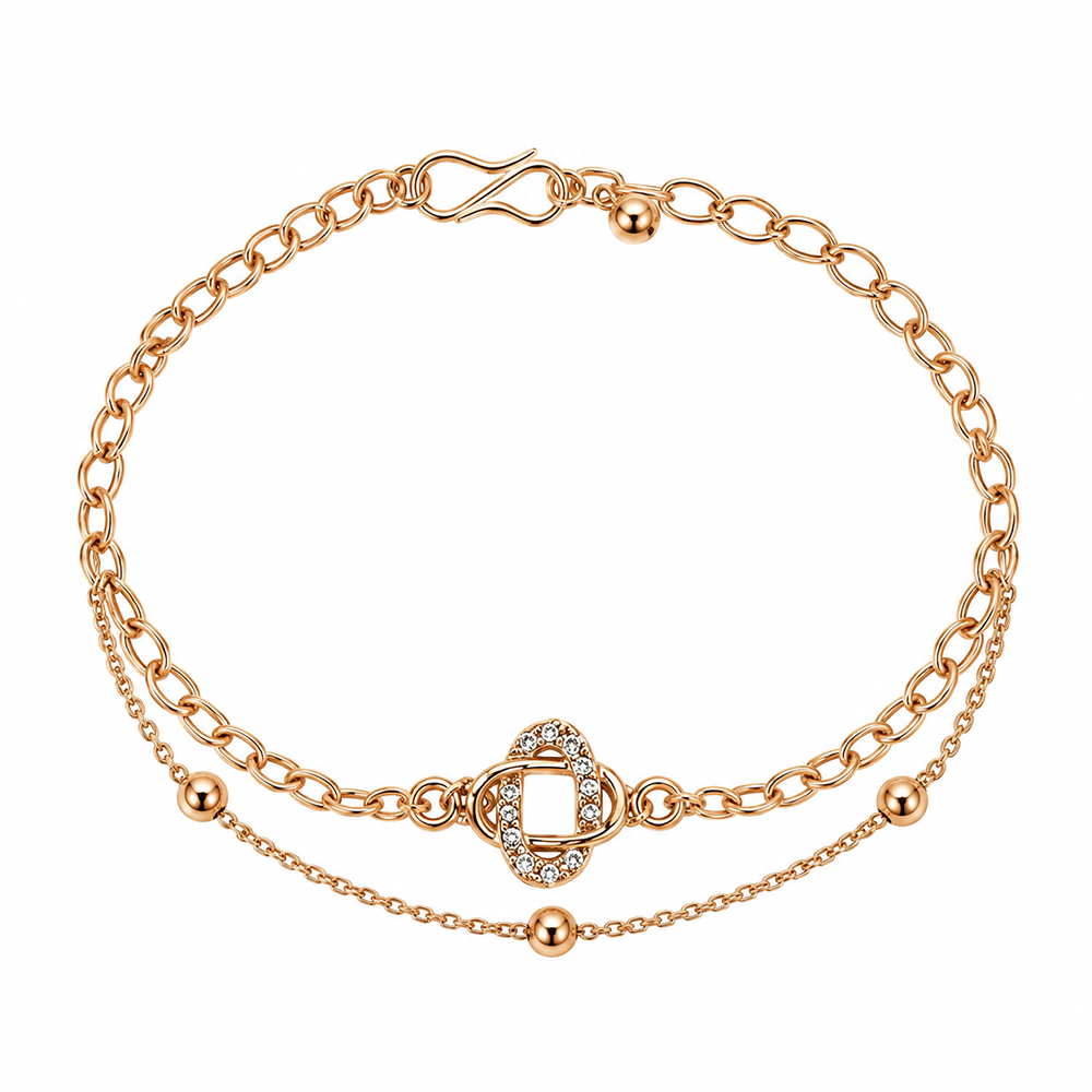 The99Jewel Rose Gold Plated Austrian Stone Charm Adjustable Chain Bracelet