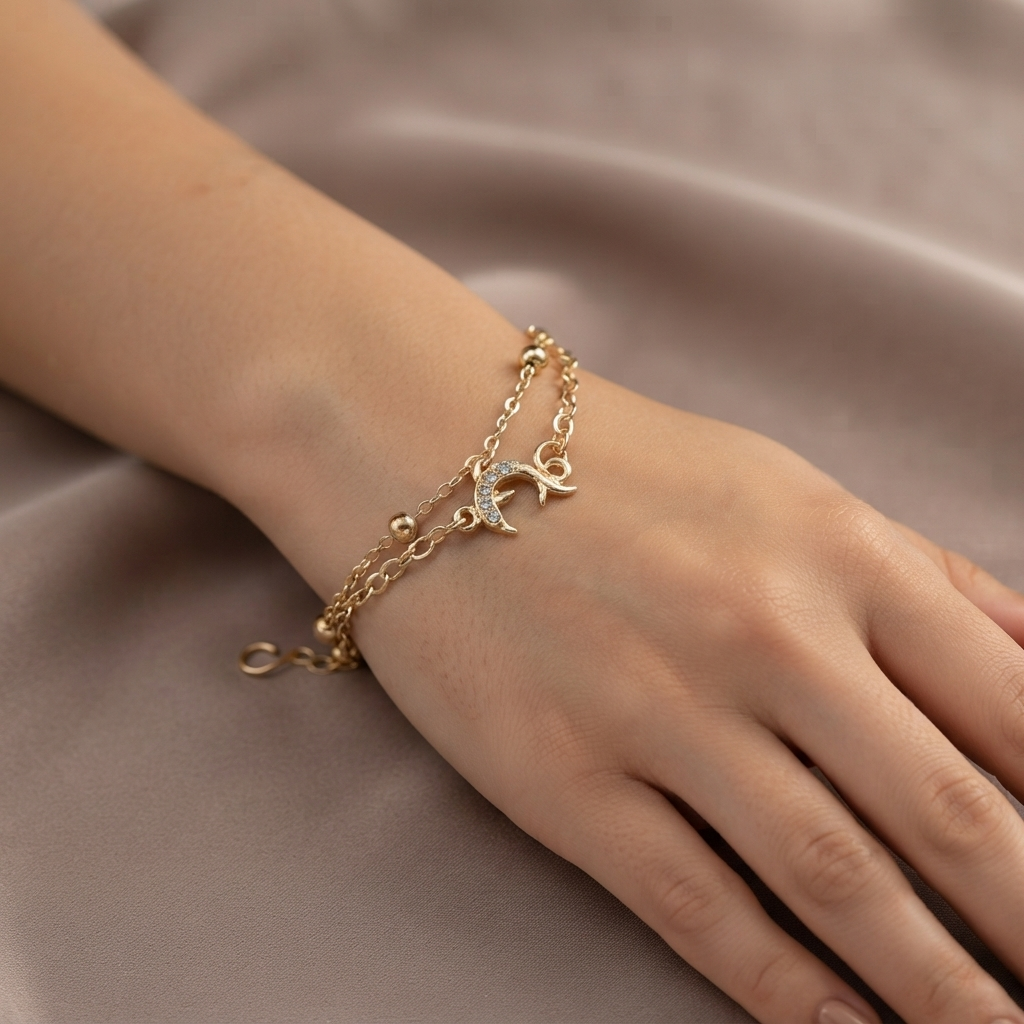 The99Jewel Graceful Rose Gold Plated Austrian Stone Adjustable Bracelet with Dolphin Shape Charm