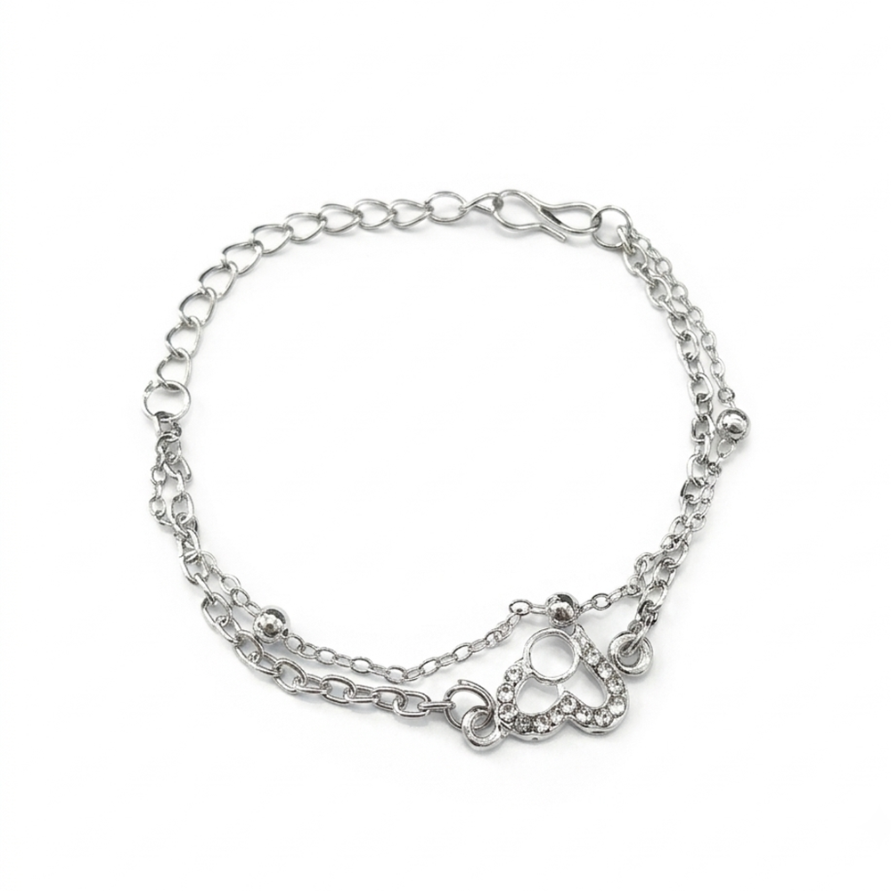 The99Jewel Graceful Silver Plated Austrian Stone Adjustable Bracelet with Heart Shape Charm