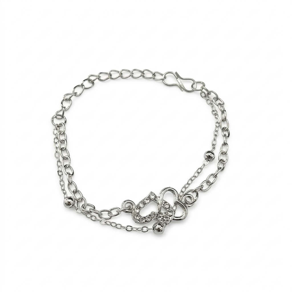 The99Jewel Graceful Silver Plated Austrian Stone Adjustable Bracelet with Heart Shape Charm