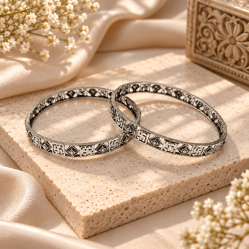 The99Jewel Ethnic Oxidised Bangles Set for Women Stylish Traditional Jewellery
