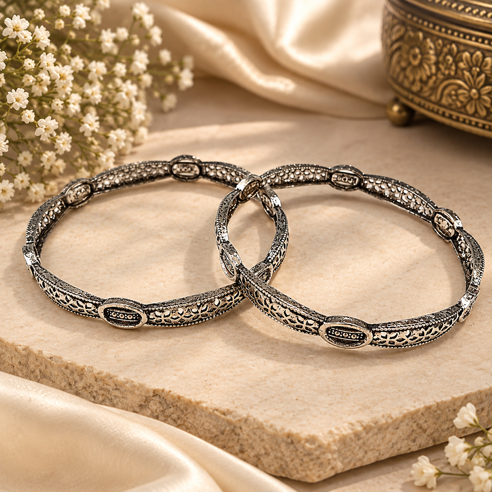 The99Jewel Ethnic Oxidised Bangles Set for Women Stylish Traditional Jewellery