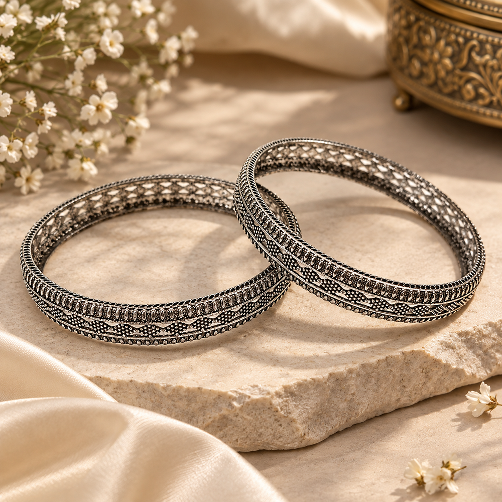 The99Jewel Ethnic Oxidised Bangles Set for Women Stylish Traditional Jewellery