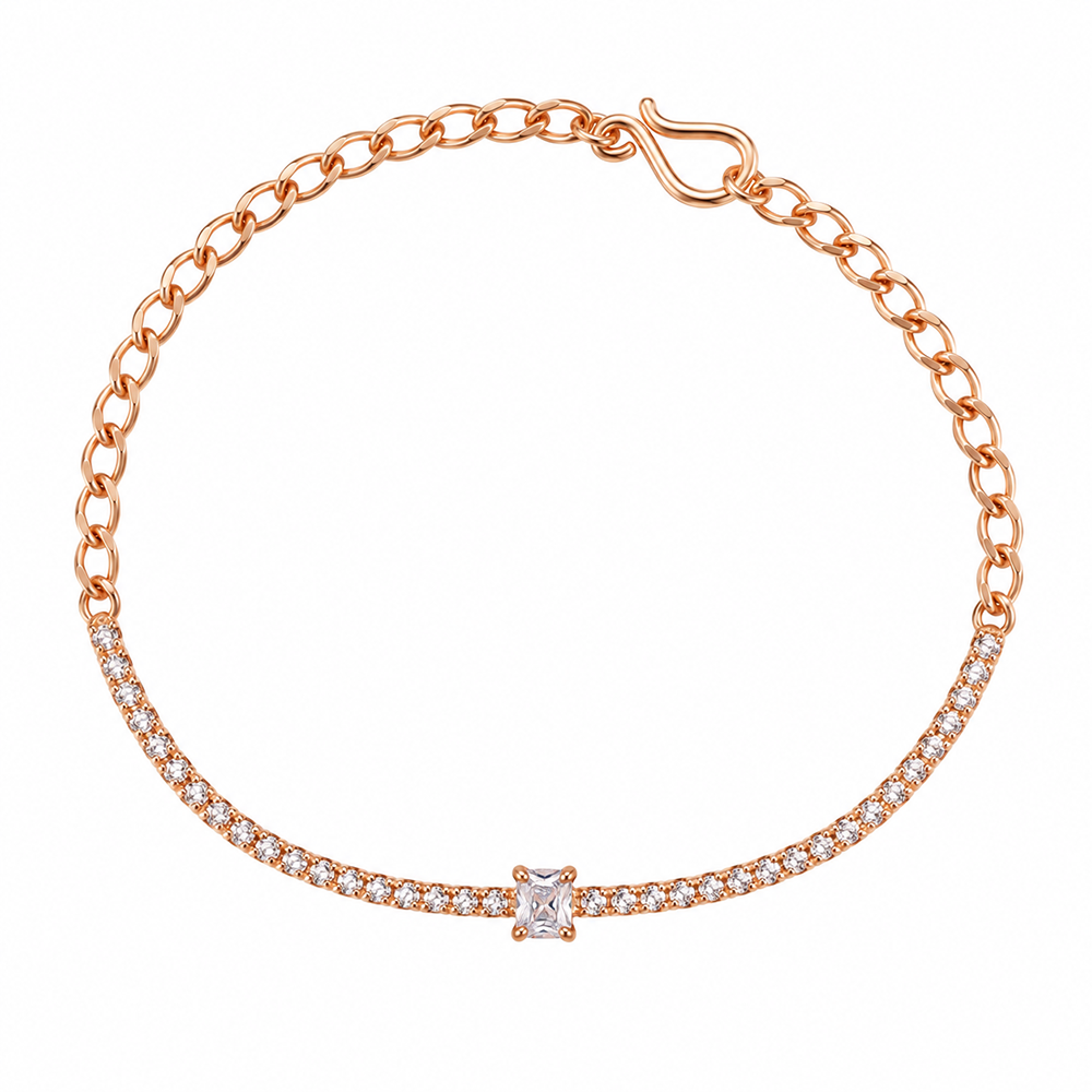 The99Jewel Everglow Rose Gold Plated Round Shape American Diamond  Bracelet for Women