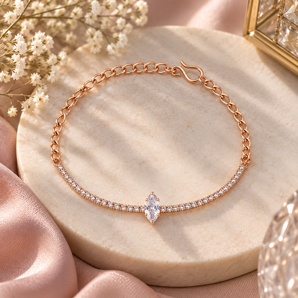 The99Jewel Everglow Rose Gold Plated Tear Drop Shape American Diamond  Bracelet for Women