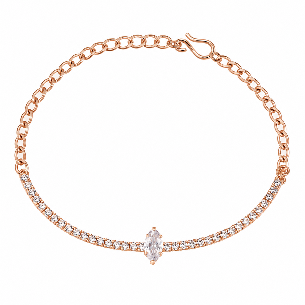 The99Jewel Everglow Rose Gold Plated Tear Drop Shape American Diamond  Bracelet for Women