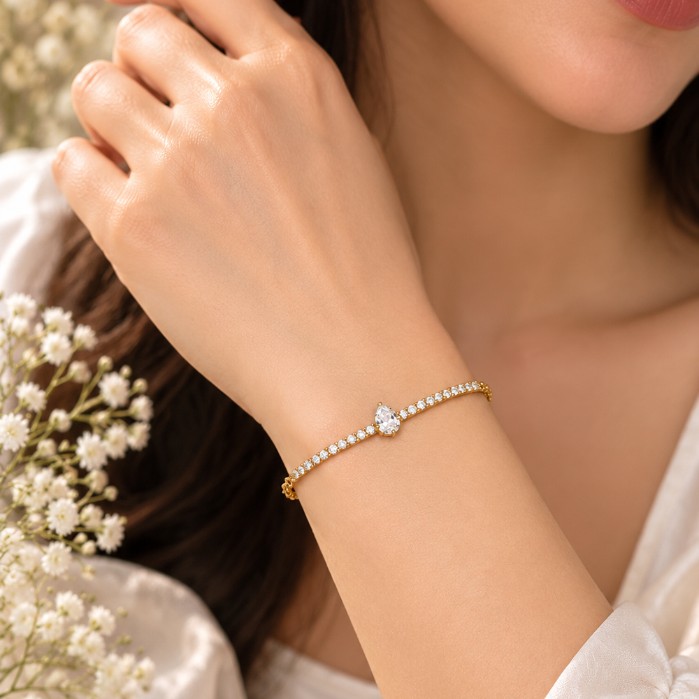 The99Jewel Everglow Rose Gold Plated Round Shape American Diamond  Bracelet for Women