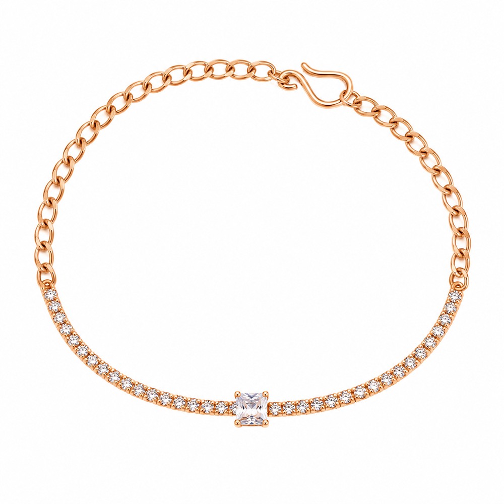 The99Jewel Everglow Rose Gold Plated Rectangle Shape American Diamond  Bracelet for Women