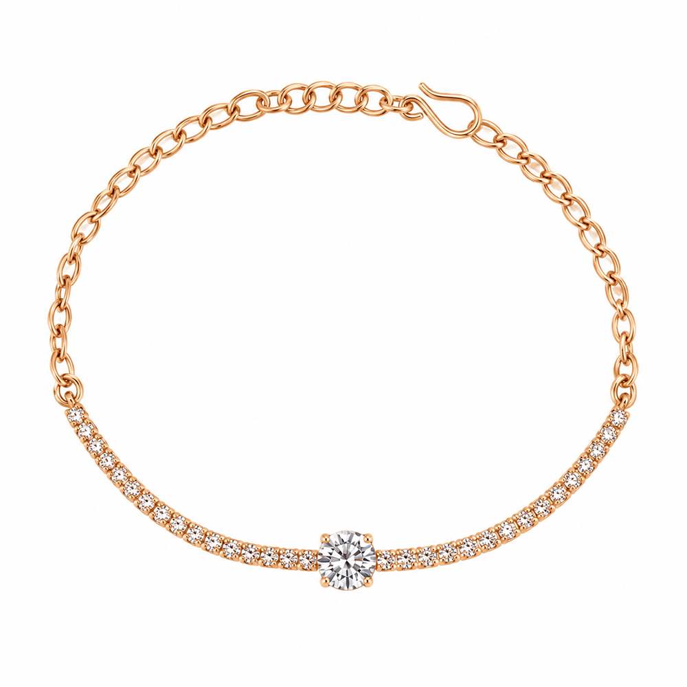 The99Jewel Everglow Rose Gold Plated Square Shape American Diamond  Bracelet for Women