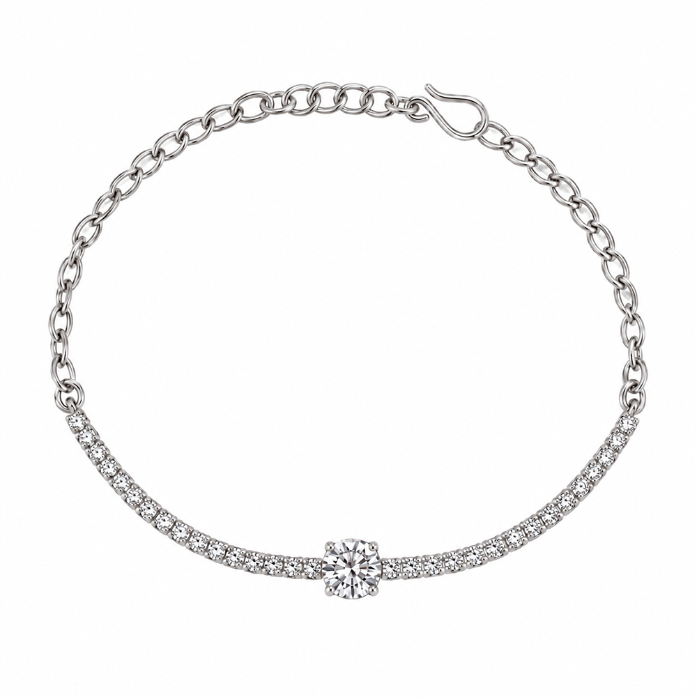The99Jewel Everglow Silver Plated Round Shape American Diamond Fashion Bracelet for Women