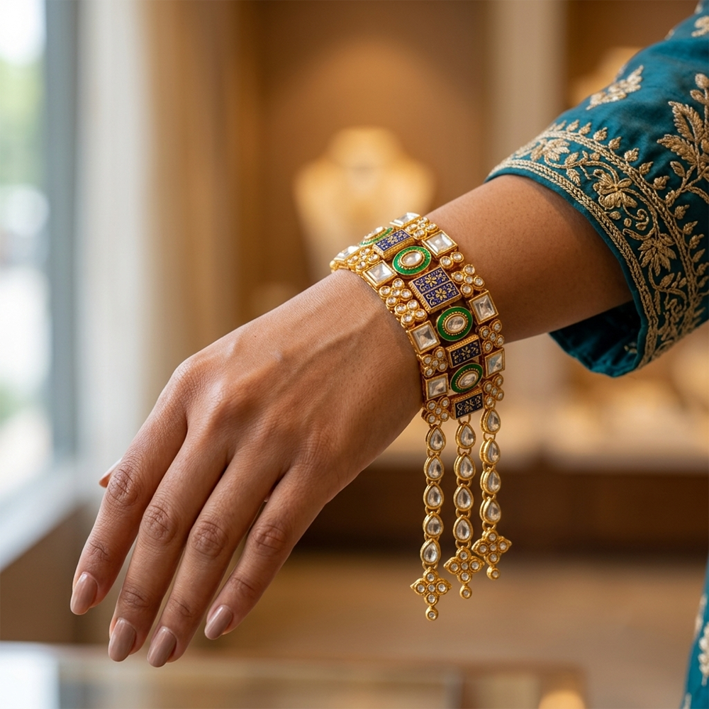 The99Jewel Gold Plated Austrian Stone Festive Designer Bracelet For Women And Girls