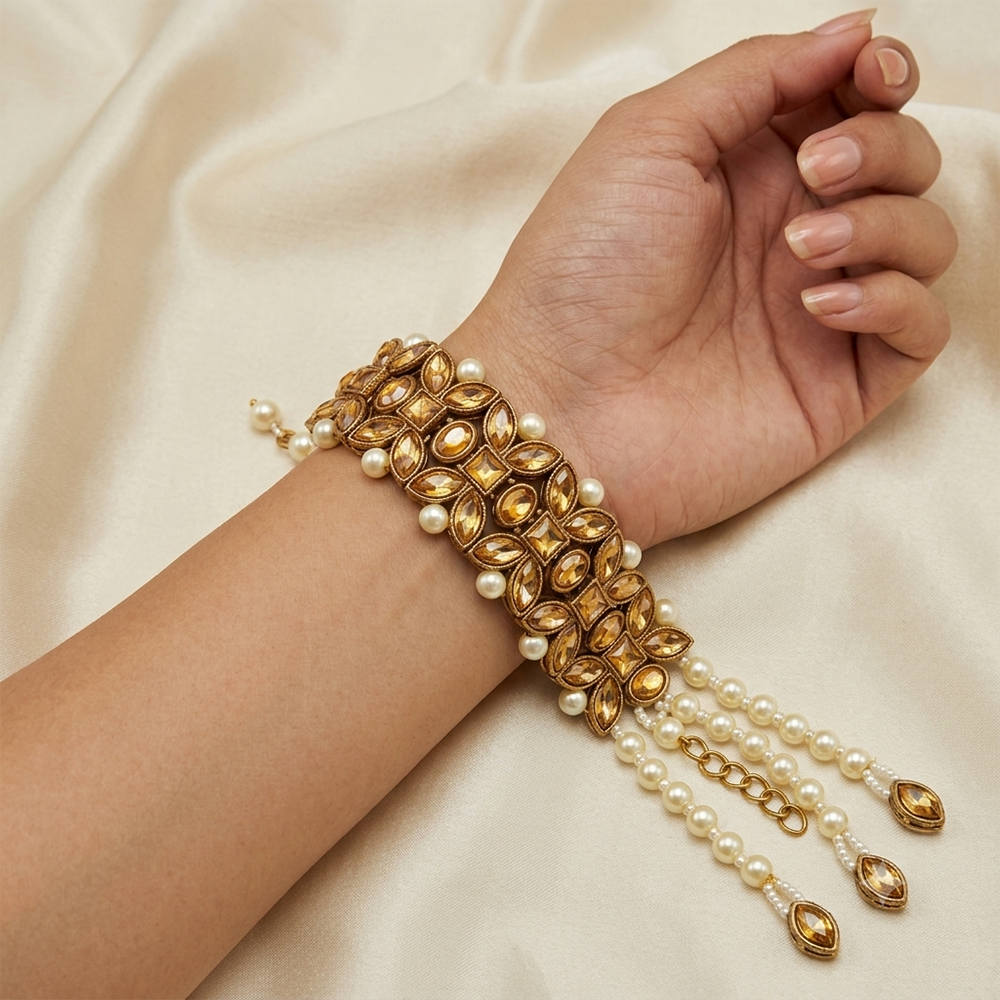 The99Jewel Gold Plated Austrian Stone Festive Designer Bracelet For Women And Girls