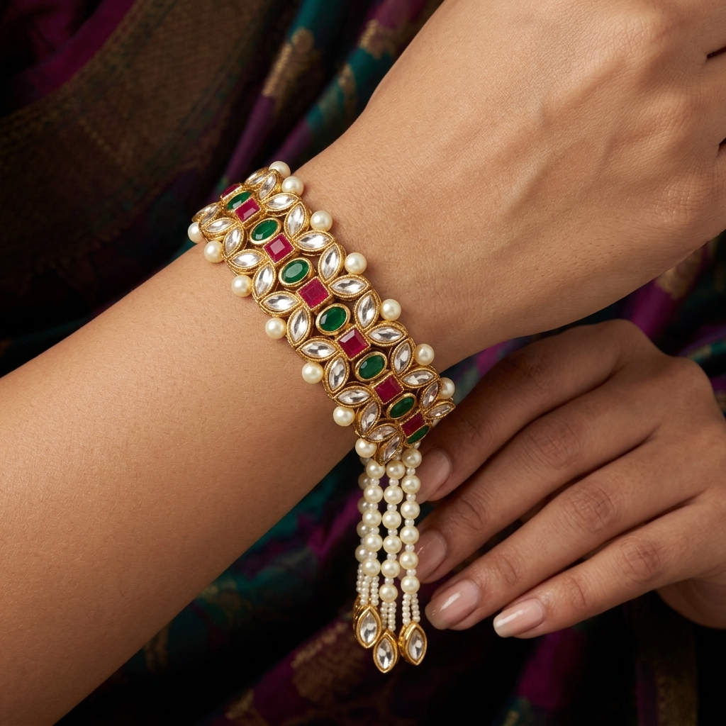 The99Jewel Gold Plated Austrian Stone Festive Designer Bracelet For Women And Girls