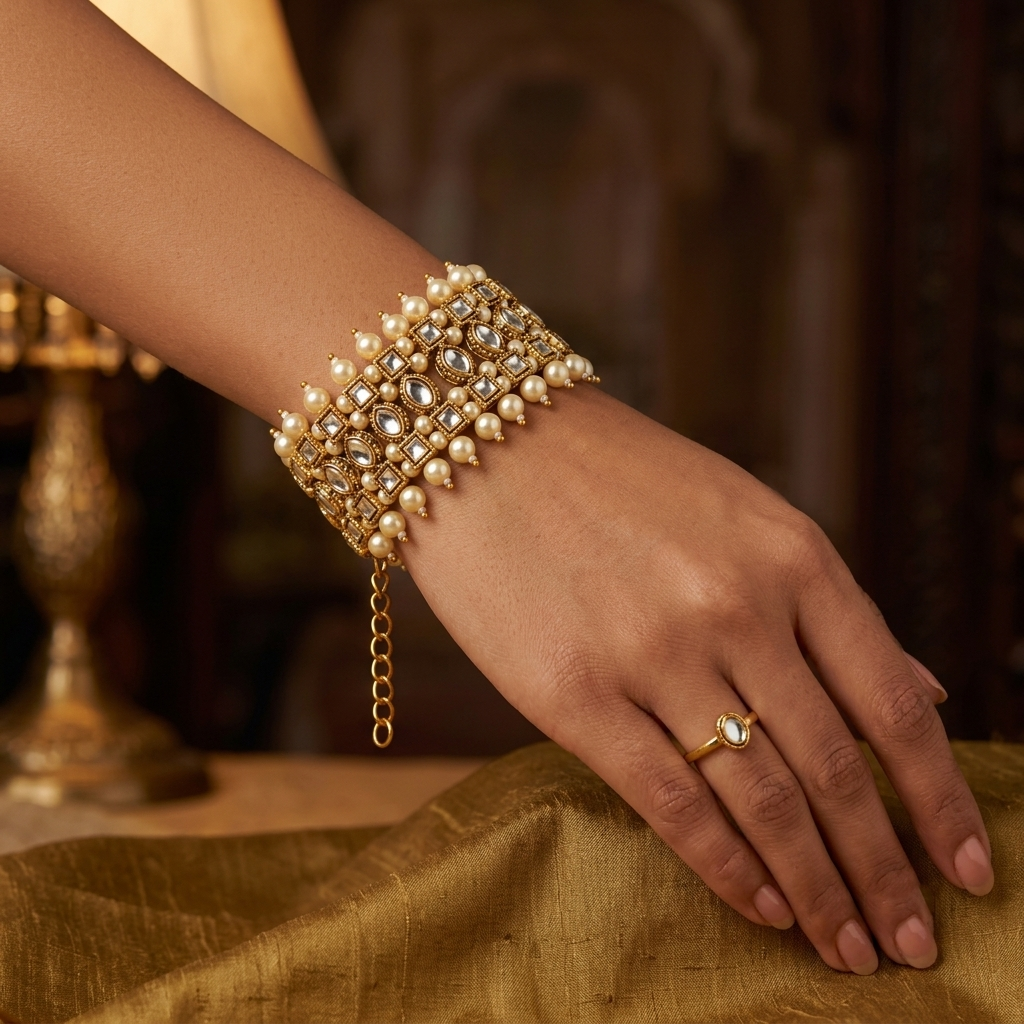 The99Jewel Gold Plated Austrian Stone Festive Designer Bracelet For Women And Girls