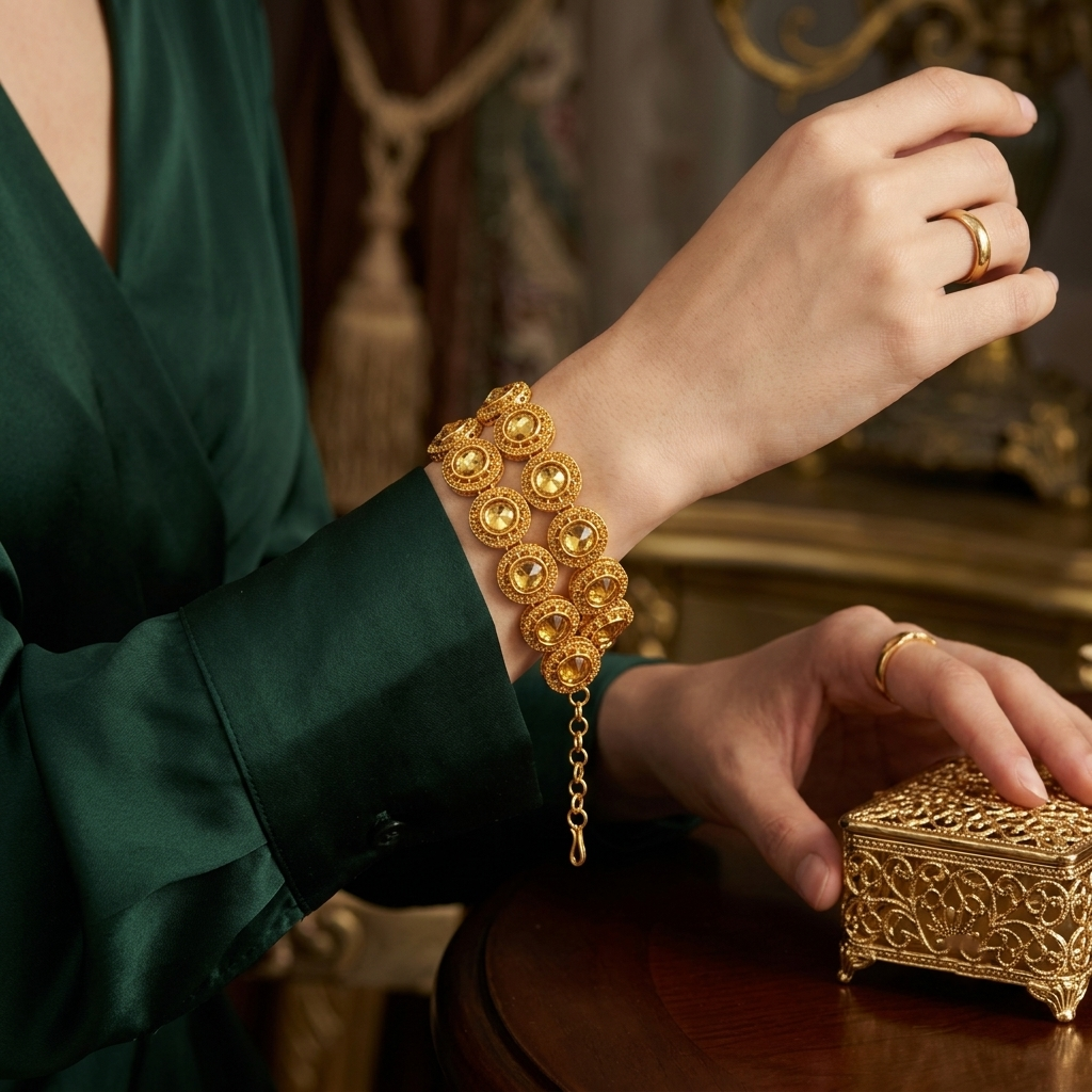 The99Jewel Gold Plated Austrian Stone Festive Designer Bracelet For Women And Girls