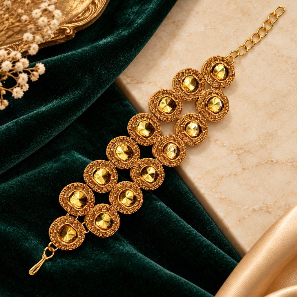 The99Jewel Gold Plated Austrian Stone Festive Designer Bracelet For Women And Girls