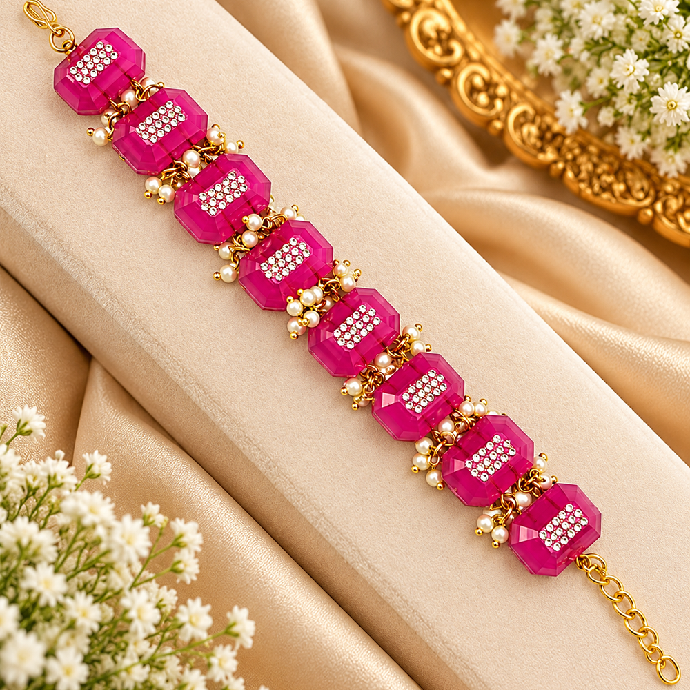The99Jewel Gold Plated Austrian Stone Festive Designer Bracelet For Women And Girls