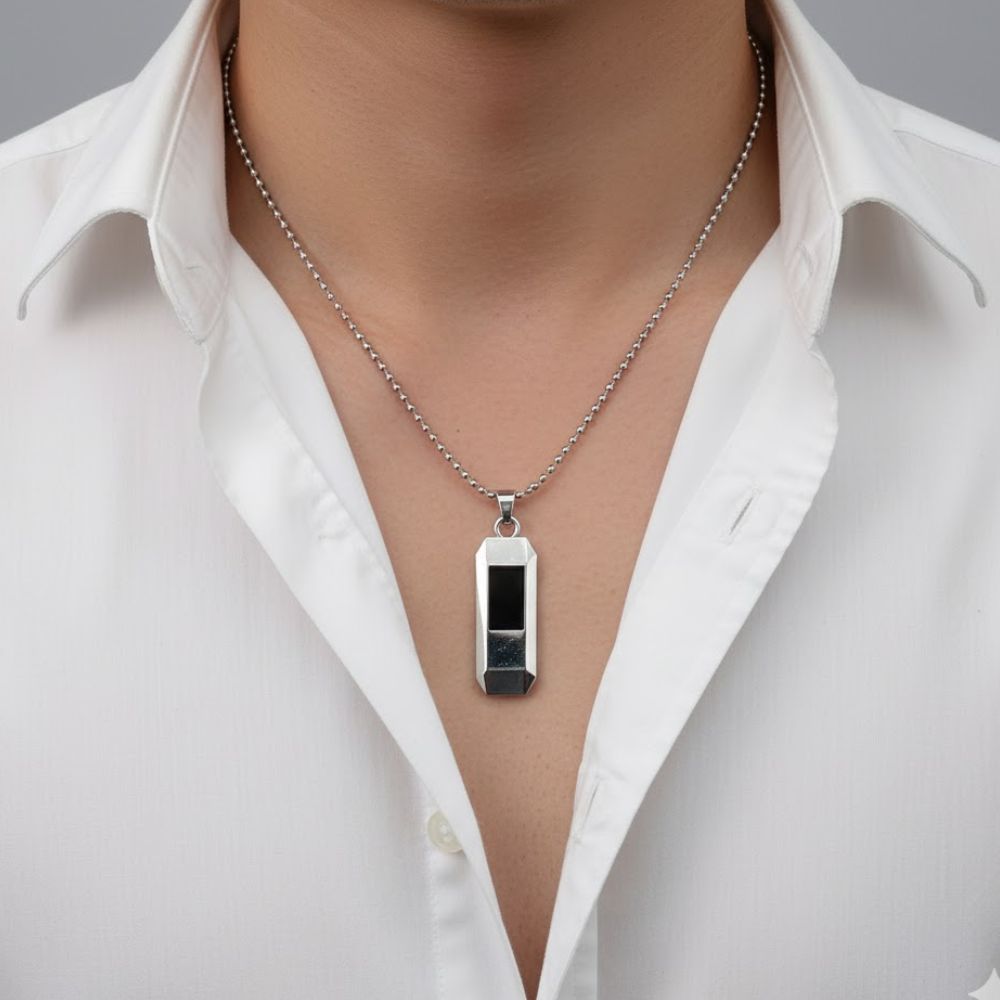 The99Jewel Black Enamel Chain Pendant For Men