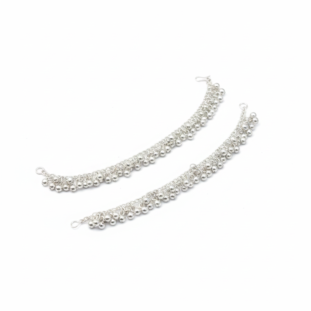 The99Jewel Classic Oxidised Silver Ghungroo Kaan Chain\ Earchain \ Kan Chain