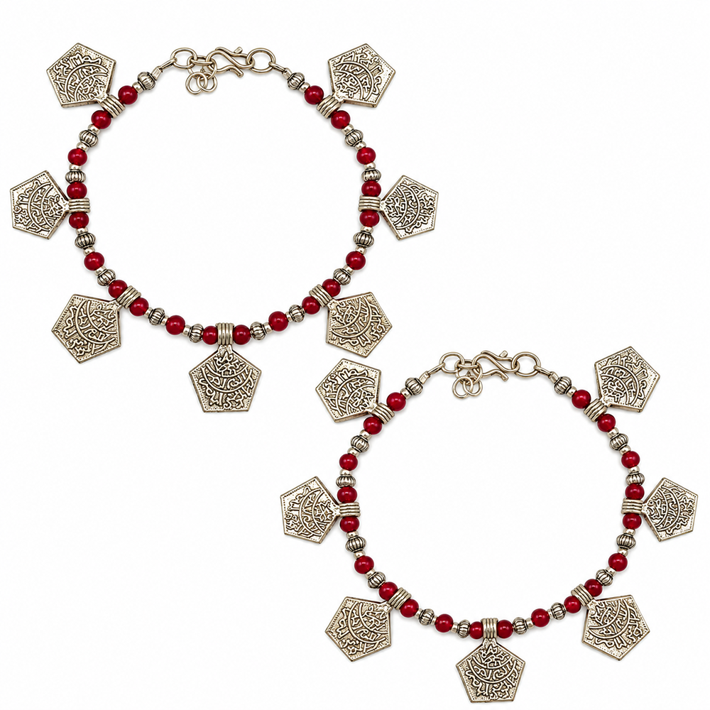 The99Jewel Women's Oxidised Payal Anklet with Charms| Traditional Ethnic Fashion Jewellery