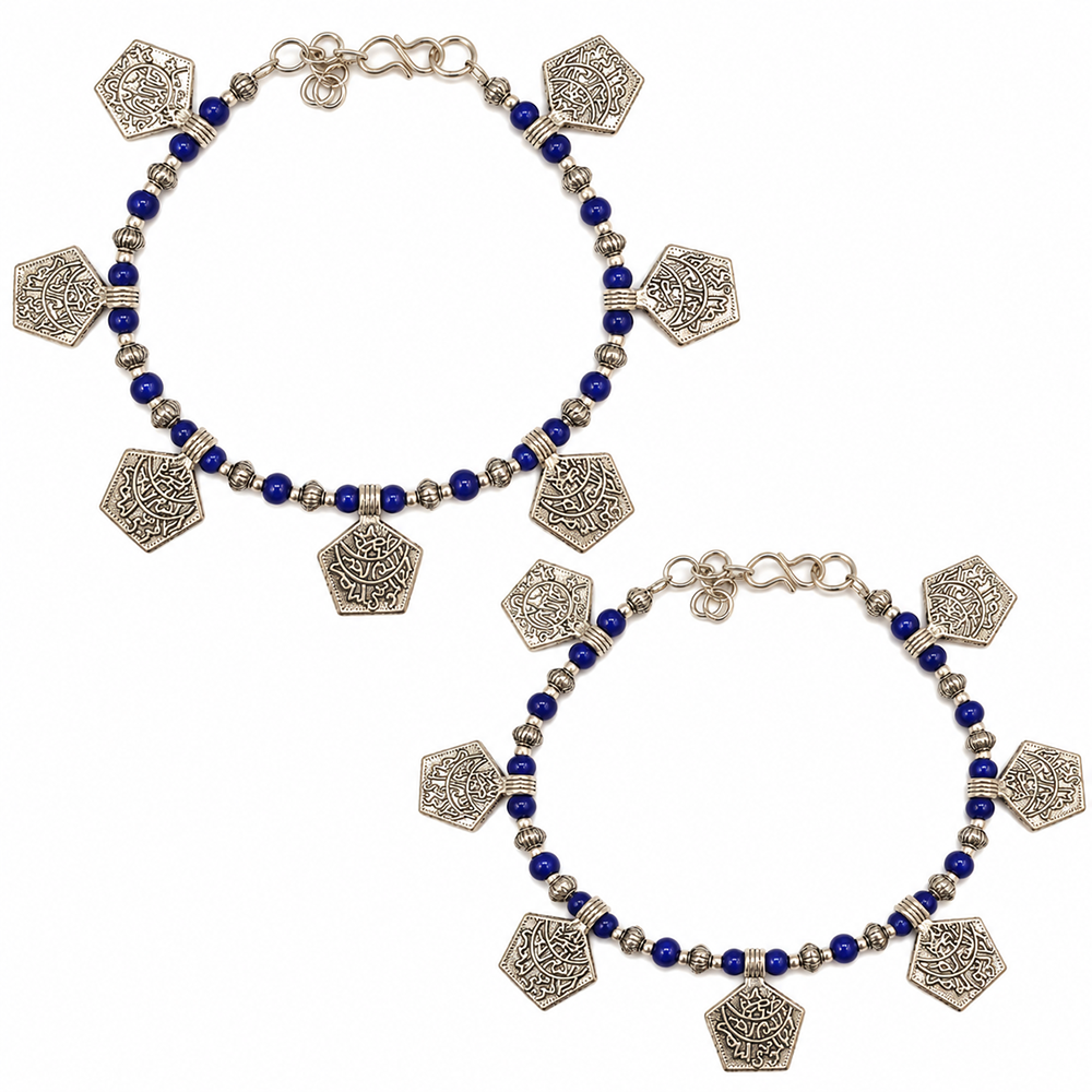 The99Jewel Women's Oxidised Payal Anklet with Charms| Traditional Ethnic Fashion Jewellery