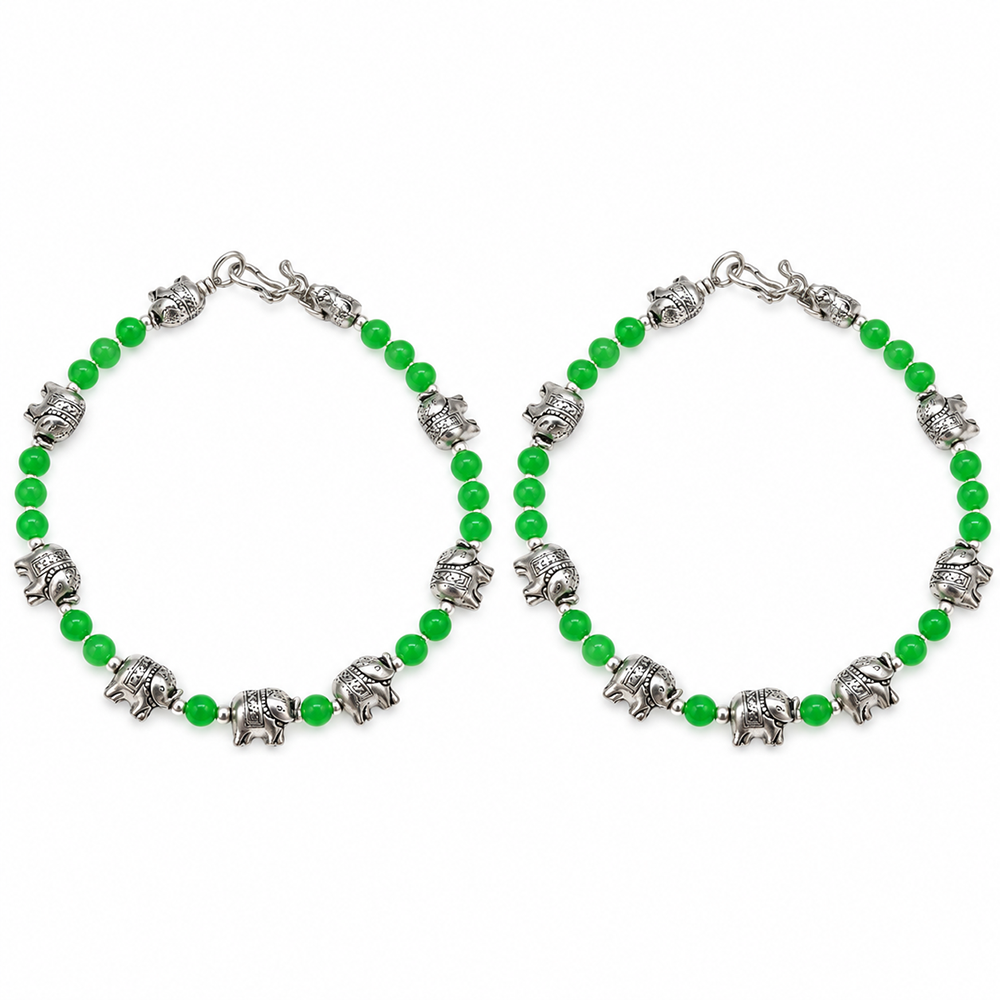 The99Jewel Women's Oxidised Payal Anklet with Elephant Shape Charms| Traditional Ethnic Fashion Jewellery