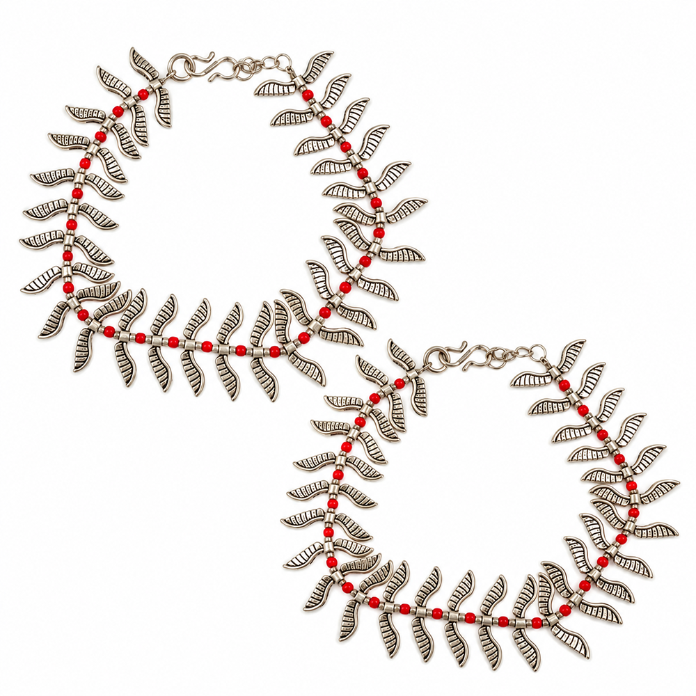 The99Jewel Women's Oxidised Payal Anklet with Elephant-Shaped Charm | Traditional Ethnic Fashion Jewellery