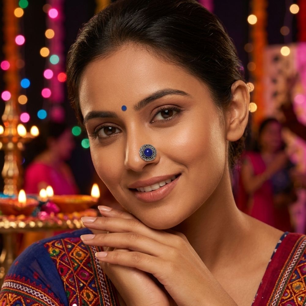 The99Jewel Oxidised Nose Pin Traditional Festive Jewellery for women