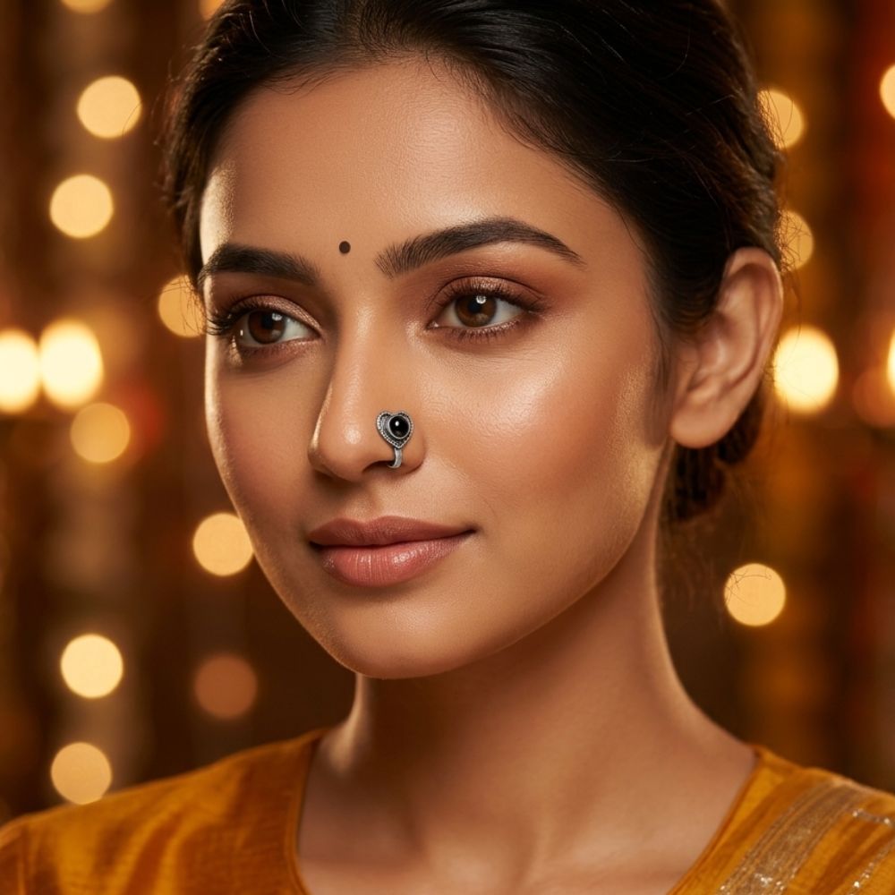 The99Jewel Oxidised Nose Pin for Women Traditional Festive Jewellery