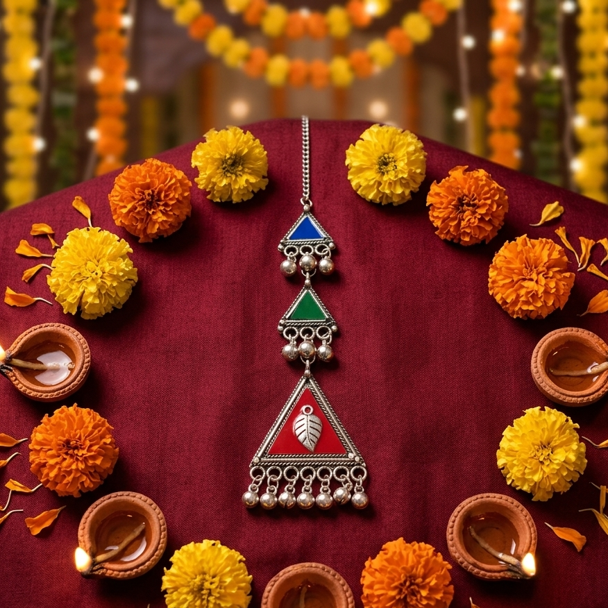 The99Jewel Oxidised Navratri Mangtikka for Women Traditional Festive Jewellery