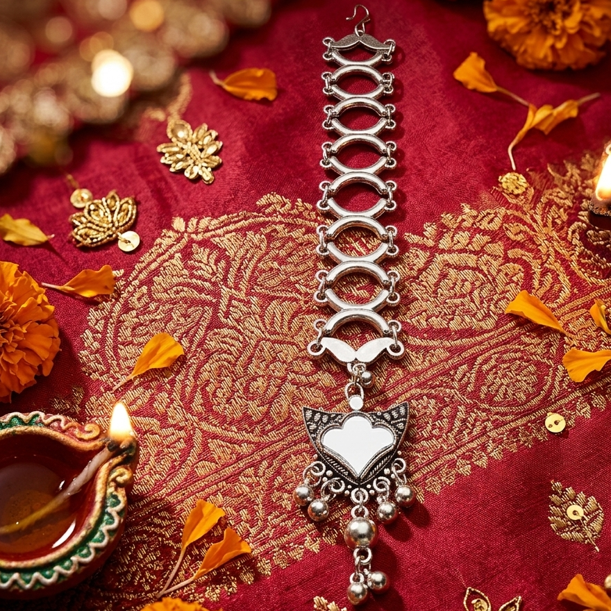 The99Jewel Oxidised Navratri Mangtikka for Women Traditional Festive Jewellery