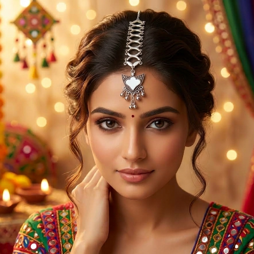 The99Jewel Oxidised Navratri Mangtikka for Women Traditional Festive Jewellery