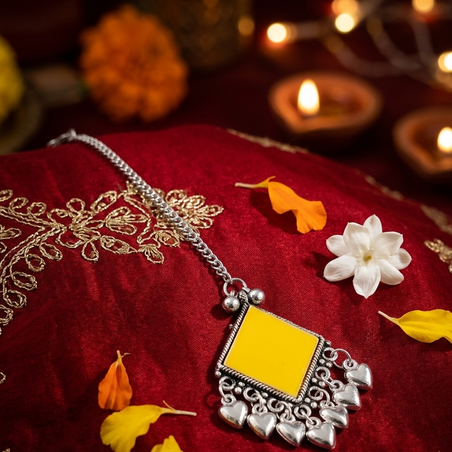 The99Jewel Oxidised Navratri Mangtikka for Women Traditional Festive Jewellery