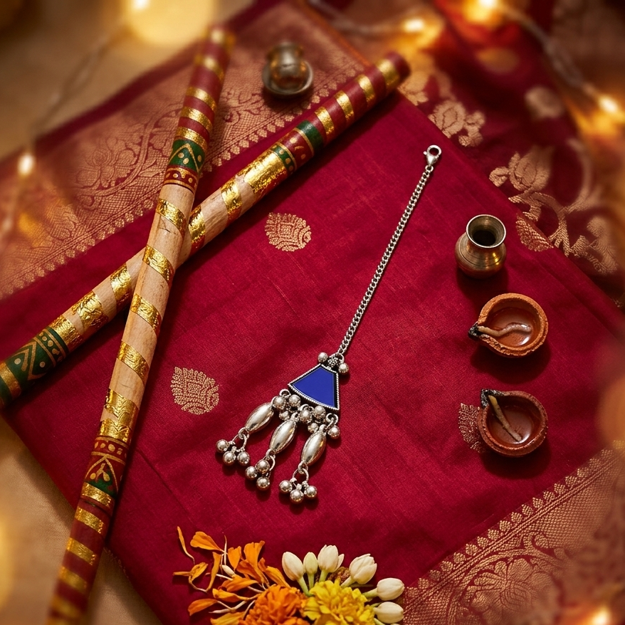 The99Jewel Oxidised Navratri Mangtikka for Women Traditional Festive Jewellery