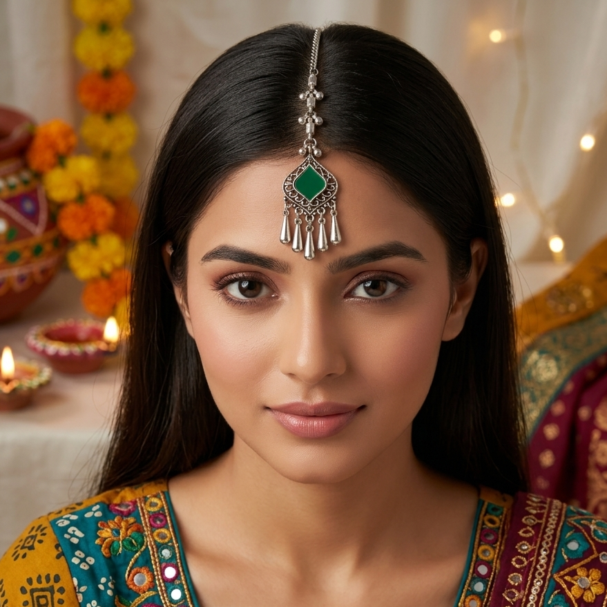 The99Jewel Oxidised Navratri Mangtikka for Women Traditional Festive Jewellery
