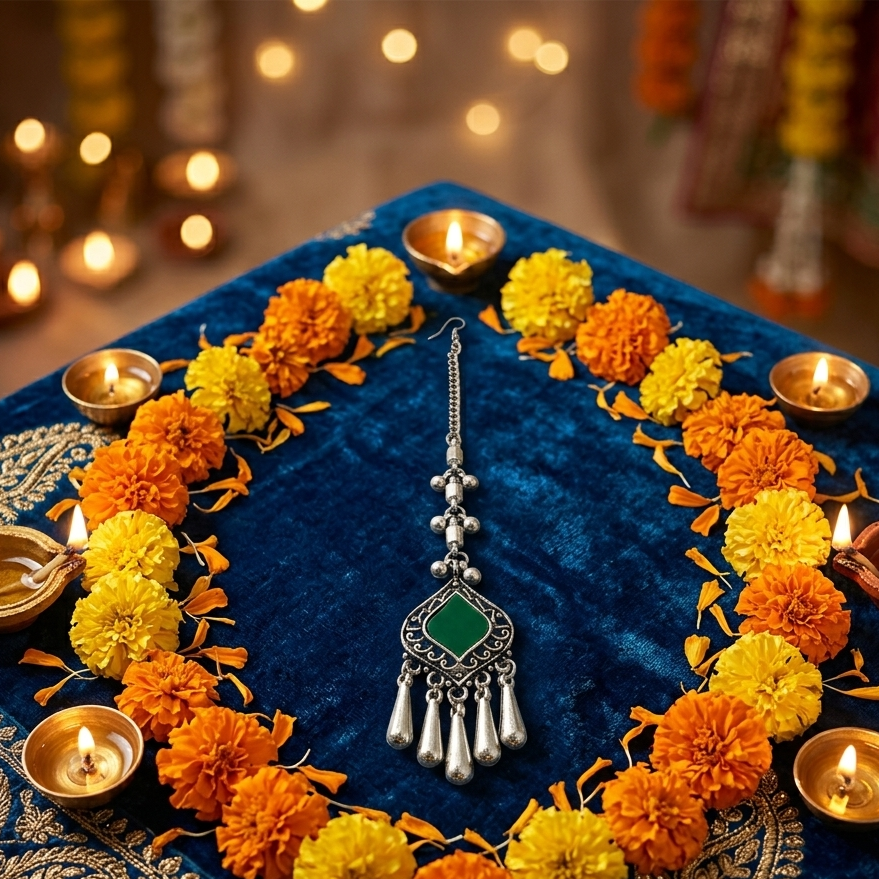 The99Jewel Oxidised Navratri Mangtikka for Women Traditional Festive Jewellery