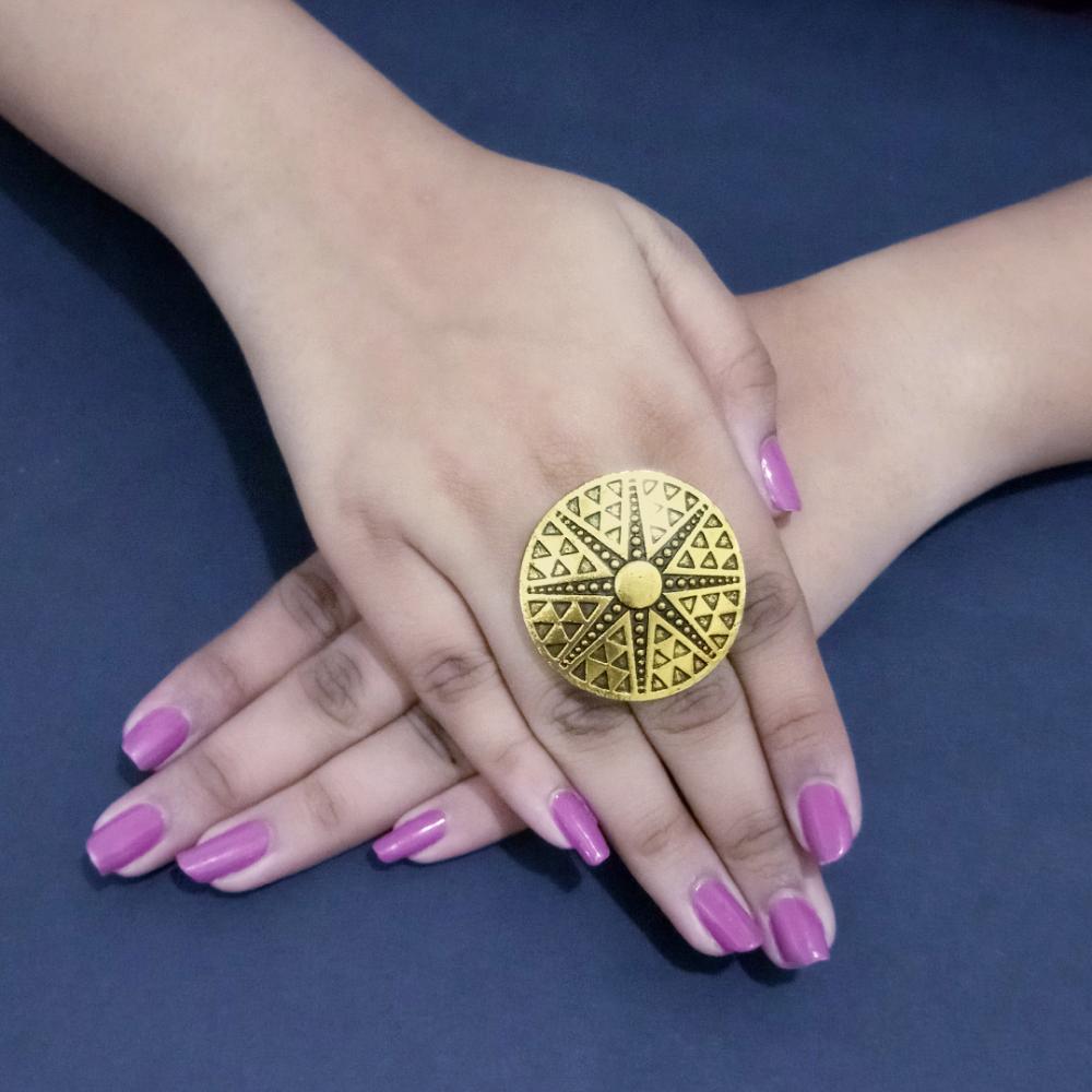 The99Jewel gold plated adjustable finger ring