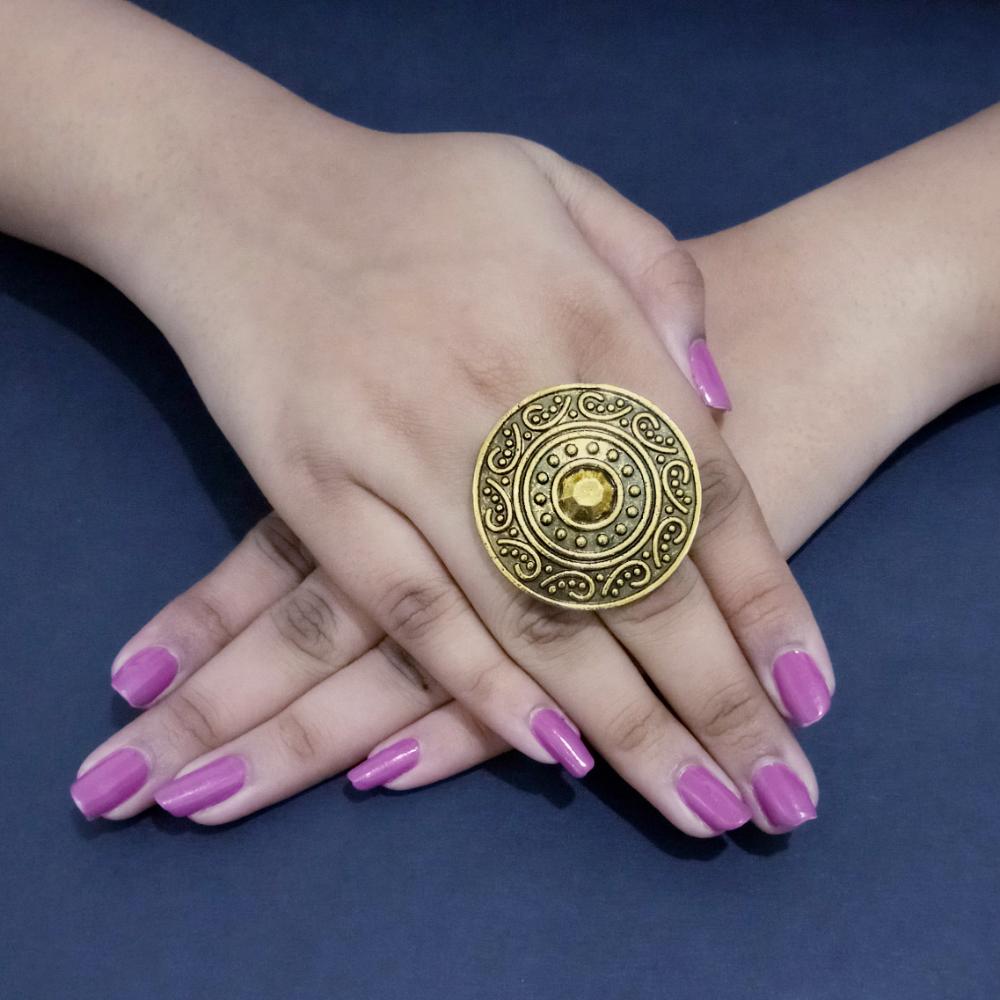 The99Jewel gold plated adjustable finger ring