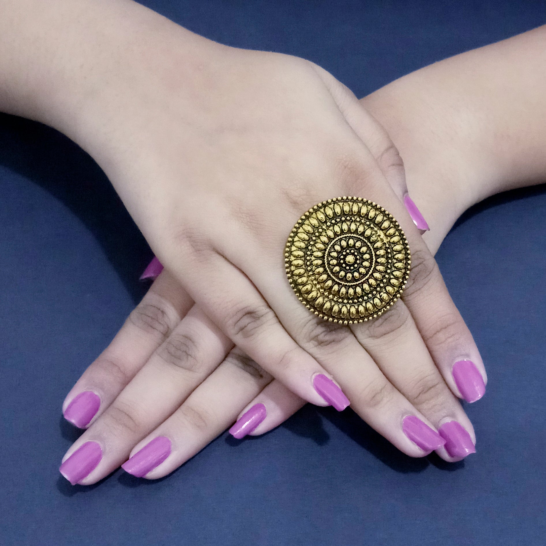 The99Jewel Antique Gold Mirror Adjustable Ring
