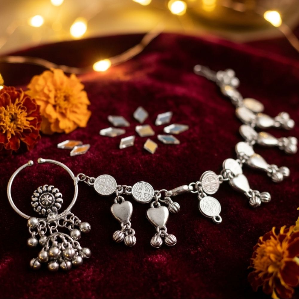 The99Jewel Oxidised Navratri Nath for Women Traditional Festive Jewellery