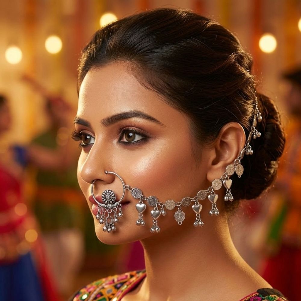 The99Jewel Oxidised Navratri Nath for Women Traditional Festive Jewellery