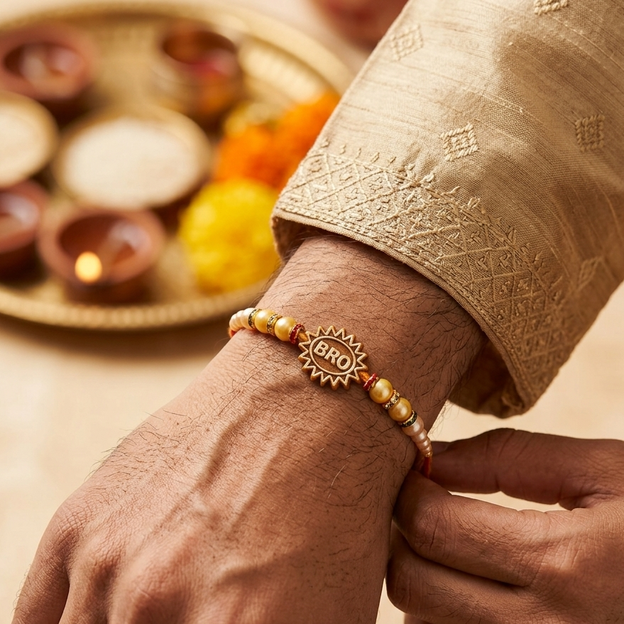 The99Jewel Bro Name Rakhi for Brother | Designer Raksha Bandhan Thread with Beads